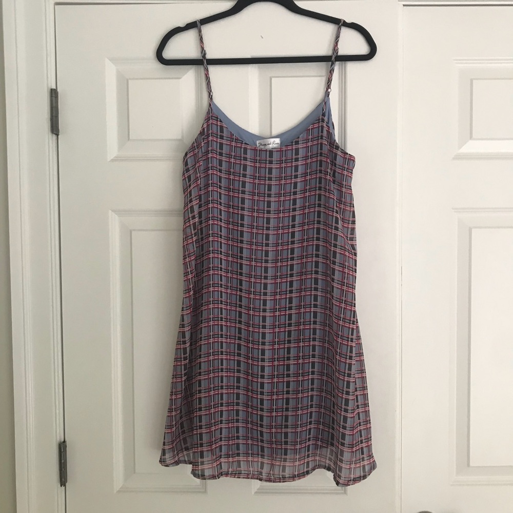Honey and Rosie A-line mini dress - tank dress - plaid size large - lined